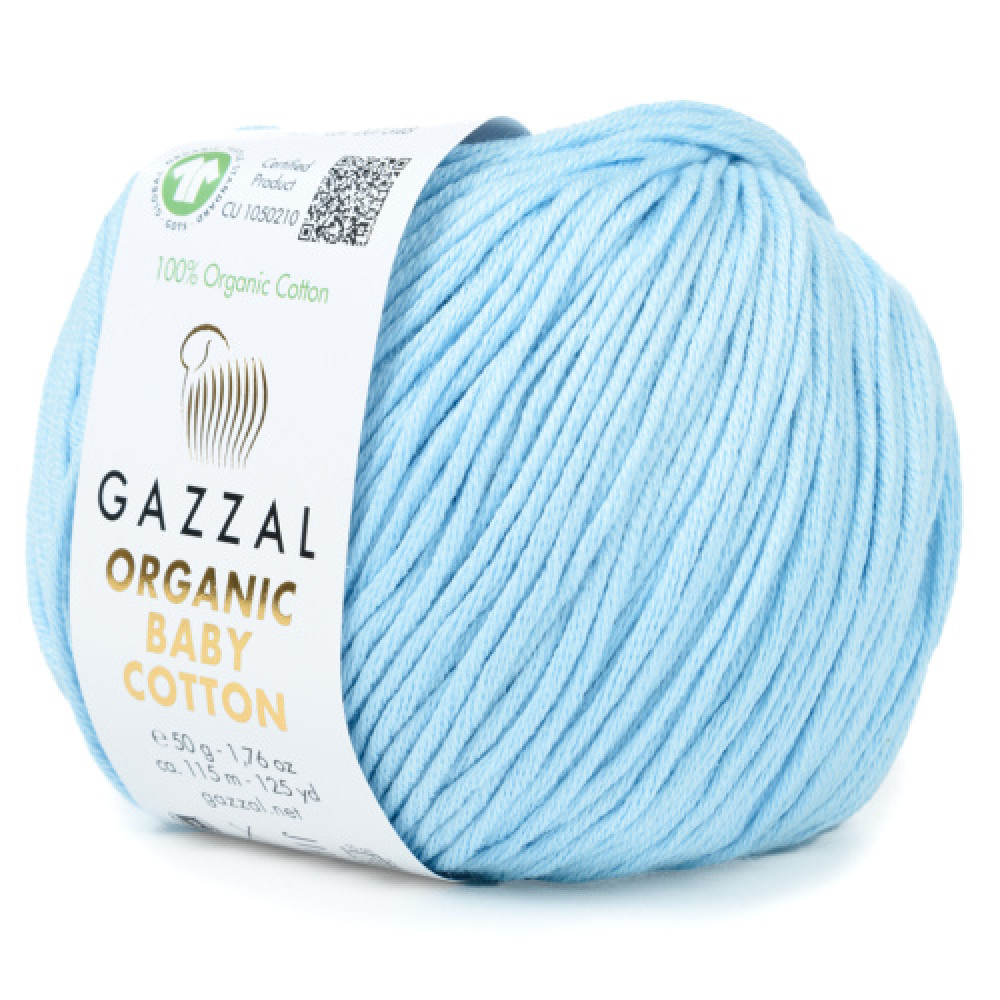 Пряжа Organic Baby Cotton Gazzal 423 Голубой